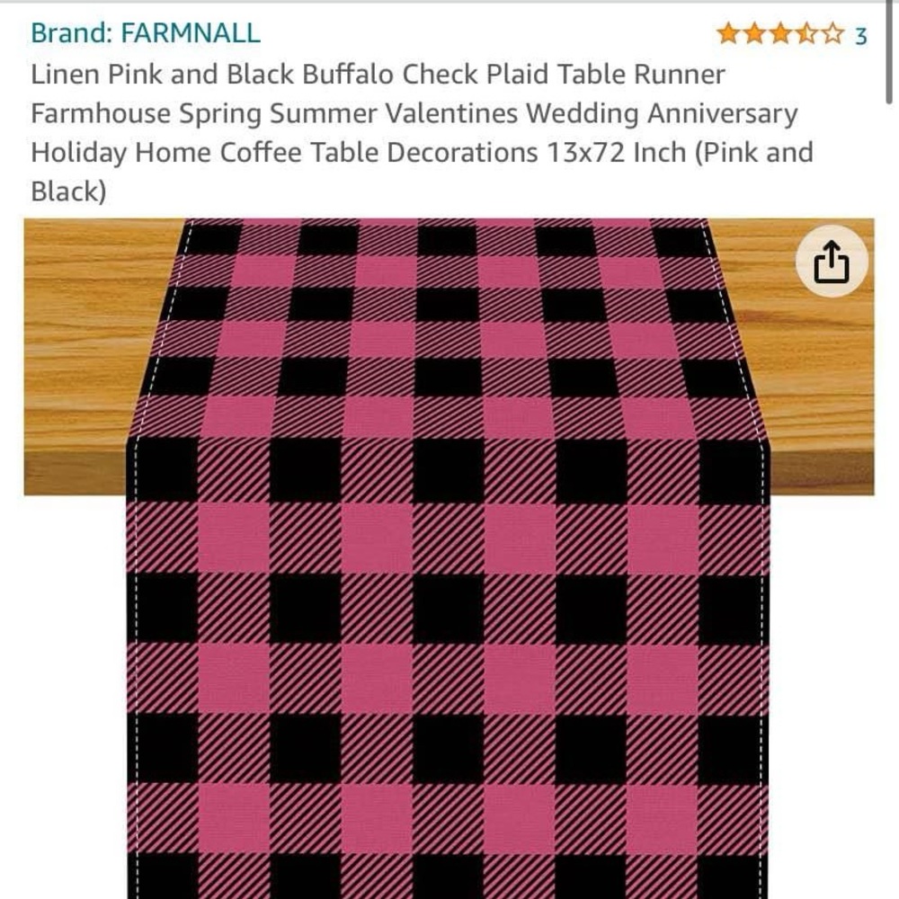 Pink and Black Buffalo Plaid Table Runners